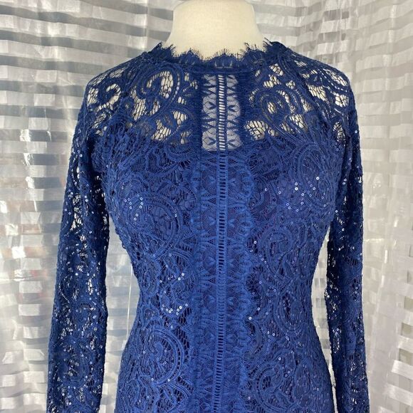 Sequin Hearts Navy Sequin Cocktail Dress - Picture 2 of 6